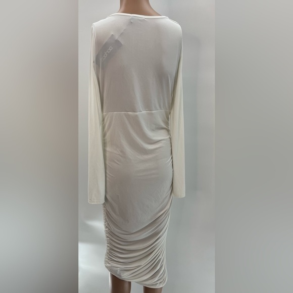 MATERNITY RUCHED ASYMMETRIC MIDI DRESS SZ 10 NWT - Picture 6 of 12